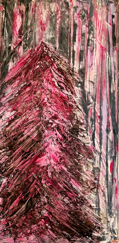 Crimson Sentinel Standing Alone — oil painting by Karin Kepler Springer