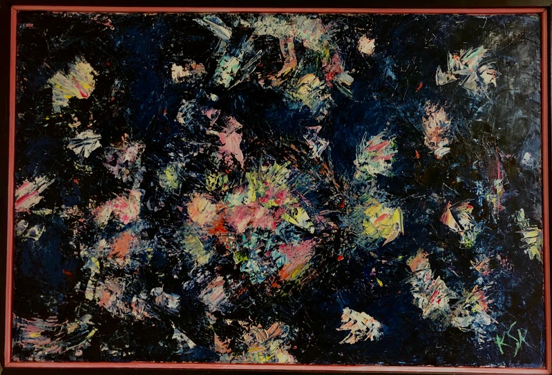 Galaxies Born from Darkness — oil painting by Karin Kepler Springer